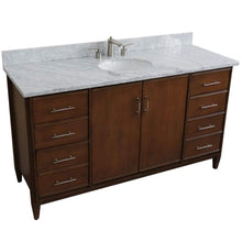 Load image into Gallery viewer, Bellaterra Home Vanity BellaTerra Home  61&quot; Single sink vanity in Walnut finish with White carrara marble and oval sink 400901-61S-WA-WMO