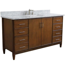 Load image into Gallery viewer, Bellaterra Home Vanity BellaTerra Home 61&quot; Single sink vanity in Walnut finish with White carrara marble and rectangle sink 400901-61S-WA-WMR