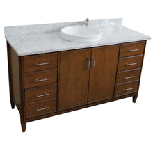 Load image into Gallery viewer, Bellaterra Home Vanity BellaTerra Home 61&quot; Single sink vanity in Walnut finish with White carrara marble and round sink 400901-61S-WA-WMRD