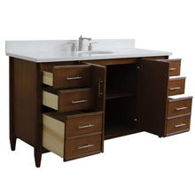Load image into Gallery viewer, Bellaterra Home Vanity BellaTerra Home 61&quot; Single sink vanity in Walnut finish with White quartz and oval sink 400901-61S-WA-WEO
