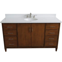 Load image into Gallery viewer, Bellaterra Home Vanity BellaTerra Home 61&quot; Single sink vanity in Walnut finish with White quartz and oval sink 400901-61S-WA-WEO