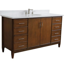 Load image into Gallery viewer, Bellaterra Home Vanity BellaTerra Home 61&quot; Single sink vanity in Walnut finish with White quartz and oval sink 400901-61S-WA-WEO