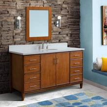 Load image into Gallery viewer, Bellaterra Home Vanity BellaTerra Home 61&quot; Single sink vanity in Walnut finish with White quartz and oval sink 400901-61S-WA-WEO