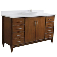 Load image into Gallery viewer, Bellaterra Home Vanity BellaTerra Home 61&quot; Single sink vanity in Walnut finish with White quartz and round sink 400901-61S-WA-WERD