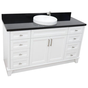 Bellaterra Home Vanity BellaTerra Home 61" Single sink vanity in White finish and Black galaxy granite and round sink 400700-61S-WH-BGRD