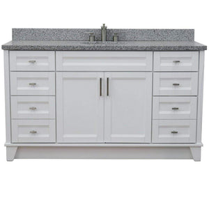 Bellaterra Home Vanity BellaTerra Home 61" Single sink vanity in White finish and Gray granite and oval sink 400700-61S-WH-GYO