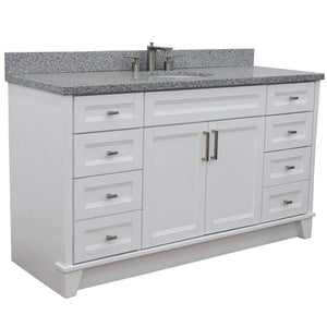 Bellaterra Home Vanity BellaTerra Home 61" Single sink vanity in White finish and Gray granite and oval sink 400700-61S-WH-GYO
