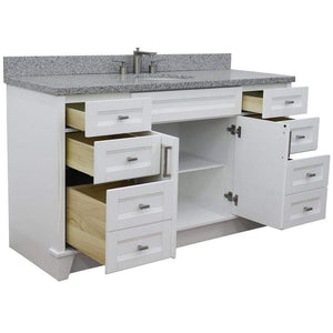 Bellaterra Home Vanity BellaTerra Home 61" Single sink vanity in White finish and Gray granite and oval sink 400700-61S-WH-GYO