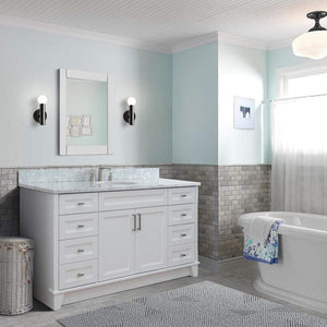 Bellaterra Home Vanity BellaTerra Home 61" Single sink vanity in White finish and White carrara marble and oval sink 400700-61S-WH-WMO