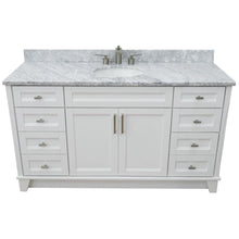 Load image into Gallery viewer, Bellaterra Home Vanity BellaTerra Home 61&quot; Single sink vanity in White finish and White carrara marble and oval sink 400700-61S-WH-WMO