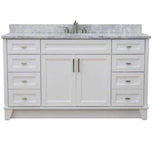 Load image into Gallery viewer, Bellaterra Home Vanity BellaTerra Home 61&quot; Single sink vanity in White finish and White carrara marble and oval sink 400700-61S-WH-WMO