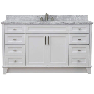 Bellaterra Home Vanity BellaTerra Home 61" Single sink vanity in White finish and White carrara marble and oval sink 400700-61S-WH-WMO