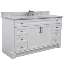 Load image into Gallery viewer, Bellaterra Home Vanity BellaTerra Home 61&quot; Single sink vanity in White finish and White carrara marble and oval sink 400700-61S-WH-WMO