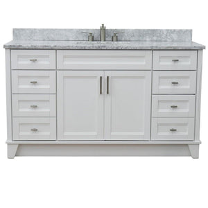 Bellaterra Home Vanity BellaTerra Home 61" Single sink vanity in White finish and White carrara marble and rectangle sink 400700-61S-WH-WMR