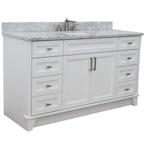 Bellaterra Home Vanity BellaTerra Home 61" Single sink vanity in White finish and White carrara marble and rectangle sink 400700-61S-WH-WMR