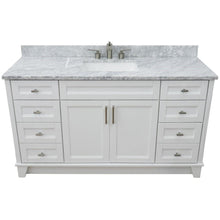 Load image into Gallery viewer, Bellaterra Home Vanity BellaTerra Home 61&quot; Single sink vanity in White finish and White carrara marble and rectangle sink 400700-61S-WH-WMR
