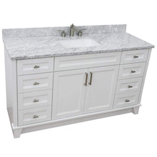 Load image into Gallery viewer, Bellaterra Home Vanity BellaTerra Home 61&quot; Single sink vanity in White finish and White carrara marble and rectangle sink 400700-61S-WH-WMR