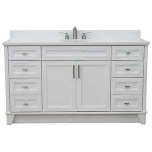 Bellaterra Home Vanity BellaTerra Home 61" Single sink vanity in White finish and White quartz and oval sink 400700-61S-WH-WEO