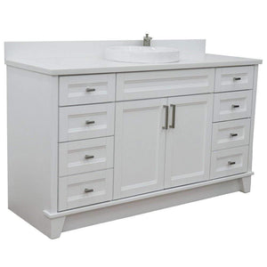 Bellaterra Home Vanity BellaTerra Home 61" Single sink vanity in White finish and White quartz and round sink 400700-61S-WH-WERD