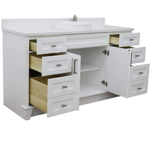Bellaterra Home Vanity BellaTerra Home 61" Single sink vanity in White finish and White quartz and round sink 400700-61S-WH-WERD