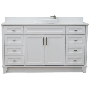 Bellaterra Home Vanity BellaTerra Home 61" Single sink vanity in White finish and White quartz and round sink 400700-61S-WH-WERD