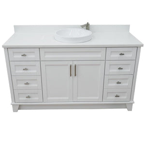 Bellaterra Home Vanity BellaTerra Home 61" Single sink vanity in White finish and White quartz and round sink 400700-61S-WH-WERD
