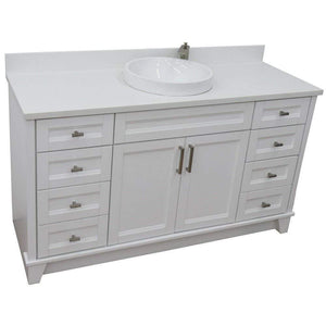 Bellaterra Home Vanity BellaTerra Home 61" Single sink vanity in White finish and White quartz and round sink 400700-61S-WH-WERD