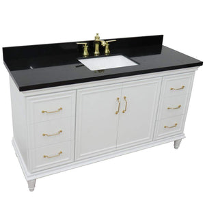 Bellaterra Home Vanity BellaTerra Home 61" Single vanity in White finish with Black galaxy and rectangle sink 400800-61S-WH-BGR