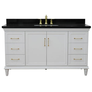 Bellaterra Home Vanity BellaTerra Home 61" Single vanity in White finish with Black galaxy and rectangle sink 400800-61S-WH-BGR