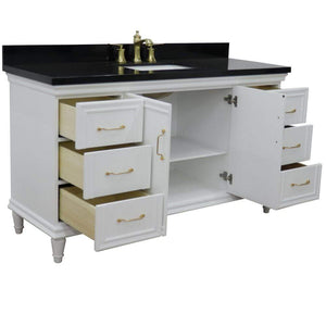 Bellaterra Home Vanity BellaTerra Home 61" Single vanity in White finish with Black galaxy and rectangle sink 400800-61S-WH-BGR
