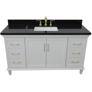 Bellaterra Home Vanity BellaTerra Home 61" Single vanity in White finish with Black galaxy and rectangle sink 400800-61S-WH-BGR