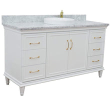 Load image into Gallery viewer, Bellaterra Home Vanity BellaTerra Home 61&quot; Single vanity in White finish with White Carrara and round sink 400800-61S-WH-WMRD