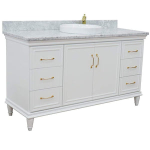 Bellaterra Home Vanity BellaTerra Home 61" Single vanity in White finish with White Carrara and round sink 400800-61S-WH-WMRD