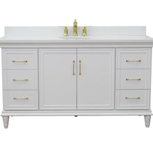 Load image into Gallery viewer, Bellaterra Home Vanity BellaTerra Home 61&quot; Single vanity in White finish with White quartz and oval sink 400800-61S-WH-WEO