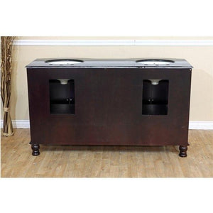 Bellaterra Home Vanity BellaTerra Home 62 in Double Sink Vanity-Dark Mahogany-Black  Galaxy 603316-DM-BG