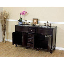 Load image into Gallery viewer, Bellaterra Home Vanity BellaTerra Home 62 in Double Sink Vanity-Dark Mahogany-Black  Galaxy 603316-DM-BG