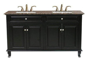 Bellaterra Home Vanity BellaTerra Home 62 in Double Sink Vanity-Wood-Ebony 603215-62B-BB