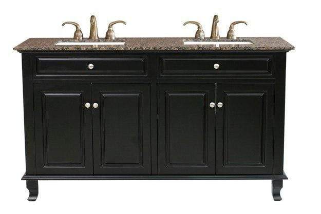 Bellaterra Home Vanity BellaTerra Home 62 in Double Sink Vanity-Wood-Ebony 603215-62B-BB