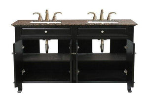 Bellaterra Home Vanity BellaTerra Home 62 in Double Sink Vanity-Wood-Ebony 603215-62B-BB