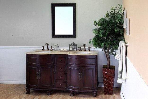 Bellaterra Home Vanity BellaTerra Home 62 in Double Sink Vanity-Wood-Walnut-Travertine 603316