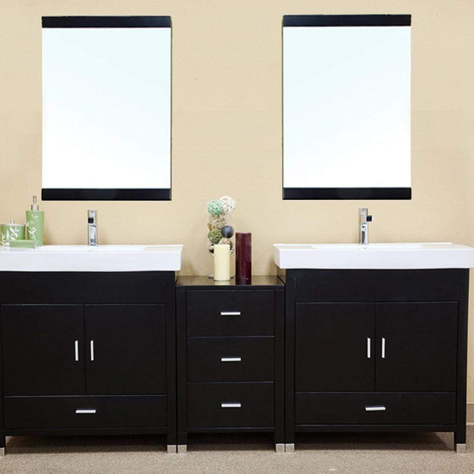 Bellaterra Home Vanity BellaTerra Home 80.7 in Double Sink Vanity-Wood-Black 203107-D