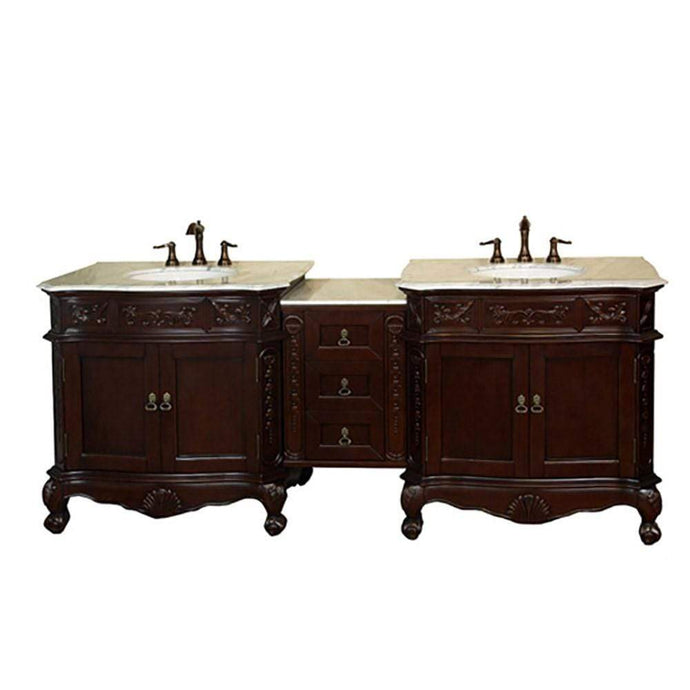 Bellaterra Home Vanity BellaTerra Home 82.7 in. Double Sink Vanity-Walnut-White Marble 202016A-D-WH