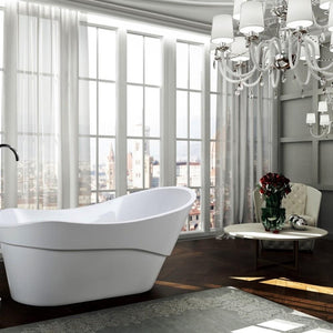 Bellaterra Home Vanity BellaTerra Home Bari 67 inch Freestanding Bathtub in Glossy White