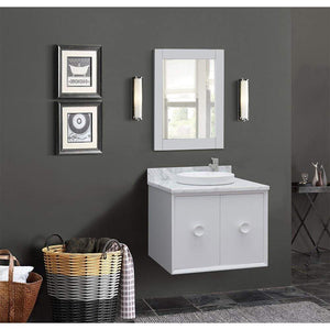 Bellaterra Home Vanity BellaTerra Home BellaTerra Home 31" Single wall mount vanity in White finish with White Carrara top and Round Sink 400400-CAB-WH-WMRD