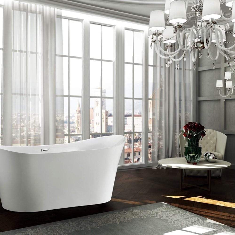 Bellaterra Home Vanity BellaTerra Home Bergamo 67 inch Freestanding Bathtub in Glossy White