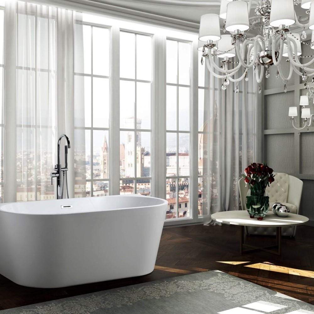 Bellaterra Home Vanity BellaTerra Home Calabria 59 inch Freestanding Bathtub in Glossy White