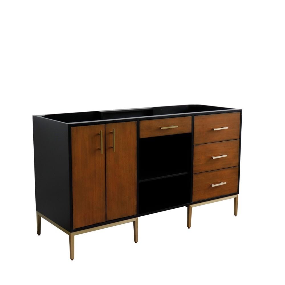 Bellaterra Home Vanity BellaTerra Home  Double vanity in Walnut and Black finish - cabinet only 400900-60D-WB
