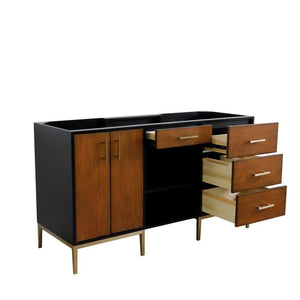 Bellaterra Home Vanity BellaTerra Home  Double vanity in Walnut and Black finish - cabinet only 400900-60D-WB