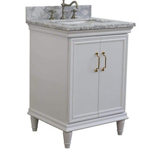 Bellaterra Home Vanity BellaTerra Home25" Single vanity in White finish with White Carrara and rectangle sink 400800-25-WH-WM