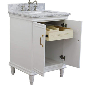 Bellaterra Home Vanity BellaTerra Home25" Single vanity in White finish with White Carrara and rectangle sink 400800-25-WH-WM